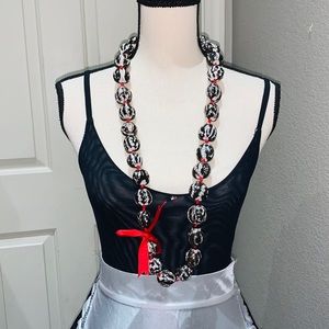 Hawaiian Black Tiger Kukui Nut Lei Luau Boho Bead Necklace